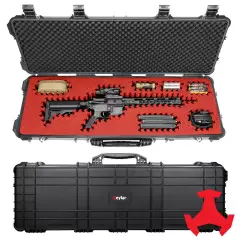 COSTWAY Large Hard Rifle Case, Shockproof Waterproof Gun Case With