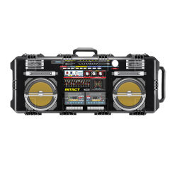 40 Inch Intact Premium Series Custom Retro Boombox UV Printed Hard Rolling Rifle Case