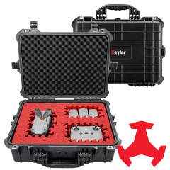 Eylar 20" Large Hard Case Equipped With Ragar Reconfigurable & Reusable Red/Black XP Crosslinked Foam Insert, Waterproof, Shockproof For Equipment, Drones And Cameras (2 Red/Black Ragar Layers)