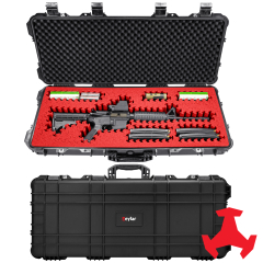 Eylar 38" Hard Rifle Case Equipped With Ragar Reconfigurable & Reusable Red/Black XP Crosslinked Foam Insert, Waterproof, Shockproof, Meets TSA Requirements ( 1 Red/Black Ragar Layer )