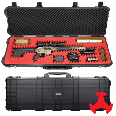 Eylar 48" Hard Rifle Case Equipped With Ragar Reconfigurable & Reusable Red/Black XP Crosslinked Foam Insert, Waterproof, Shockproof, Meets TSA Requirements ( 1 Red/Black Ragar Layer )