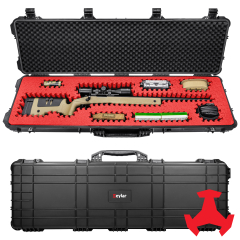 Eylar 53" Hard Rifle Case Equipped With Ragar Reconfigurable & Reusable Red/Black XP Crosslinked Foam Insert, Waterproof, Shockproof, Meets TSA Requirements  ( 1 Red/Black Ragar Layer )