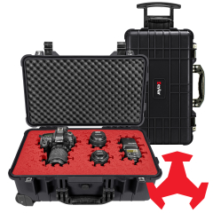 Eylar 22" Carry-On Roller Hard Case Equipped With Ragar Reconfigurable & Reusable Red/Black XP Crosslinked Foam Insert, Waterproof, Shockproof For Equipment, Drones And Cameras, TSA Standard  (2 Red/Black Ragar Layers)