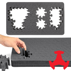 RAGAR 19.75" x 11.75" Reconfigurable & Reusable Protective XP Crosslinked Foam Insert For Carry-On Equipment And Camera Hard Cases ( 2 Ragar Layers & 1 Pad )