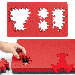 RAGAR 19.75" x 11.75" Reconfigurable & Reusable Protective XP Crosslinked Foam Insert For Carry-On Equipment And Camera Hard Cases ( 2 Ragar Red/Black Layers & 1 Pad )