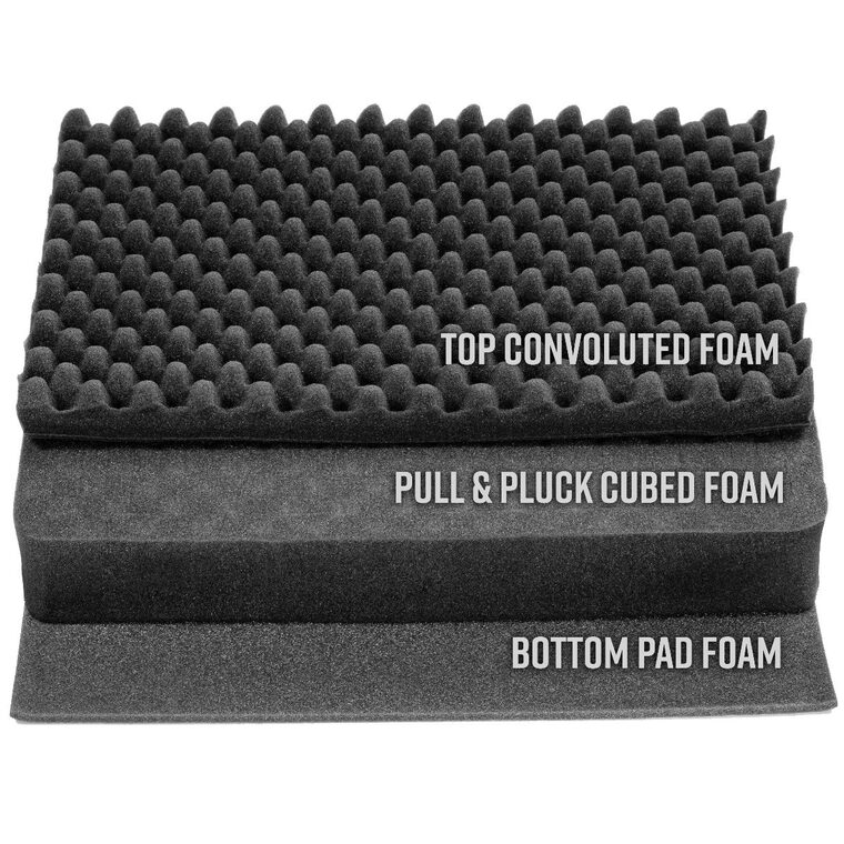 Eylar three layer foam: convoluted top, pull and pluck cubed middle, bottom pad